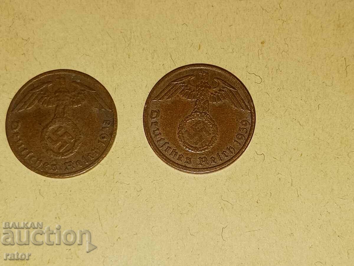 Delivery of 1 pfennig 1937, 1938 and 1939. Germany, Third Reich - 3 pcs Delivery of 1 pfennig 1937, 1938 and 1939. Germany, Third Reich - 3 pcs