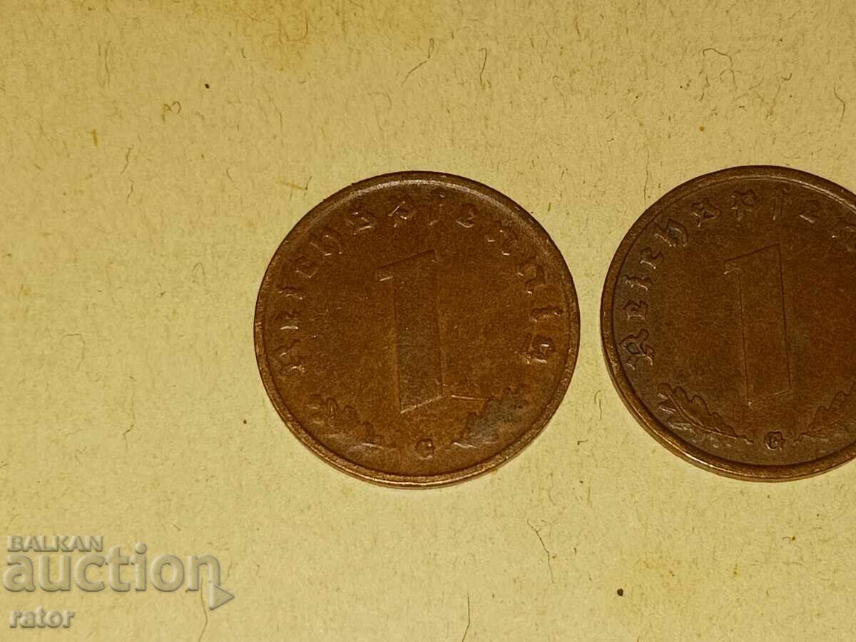 1 pfennig 1937, 1938 and 1939. Germany, Third Reich - 3 pcs - 6 1 pfennig 1937, 1938 and 1939. Germany, Third Reich - 3 pcs - 6