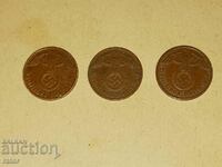 1 pfennig 1937, 1938 and 1939. Germany, Third Reich - 3 pcs