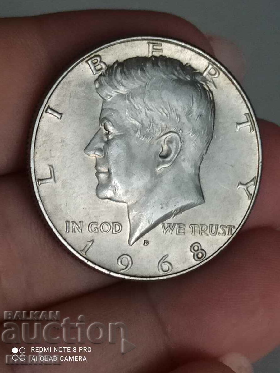 Auction 1/2 Dollar 1968 Silver Unc Auction 1/2 Dollar 1968 Silver Unc