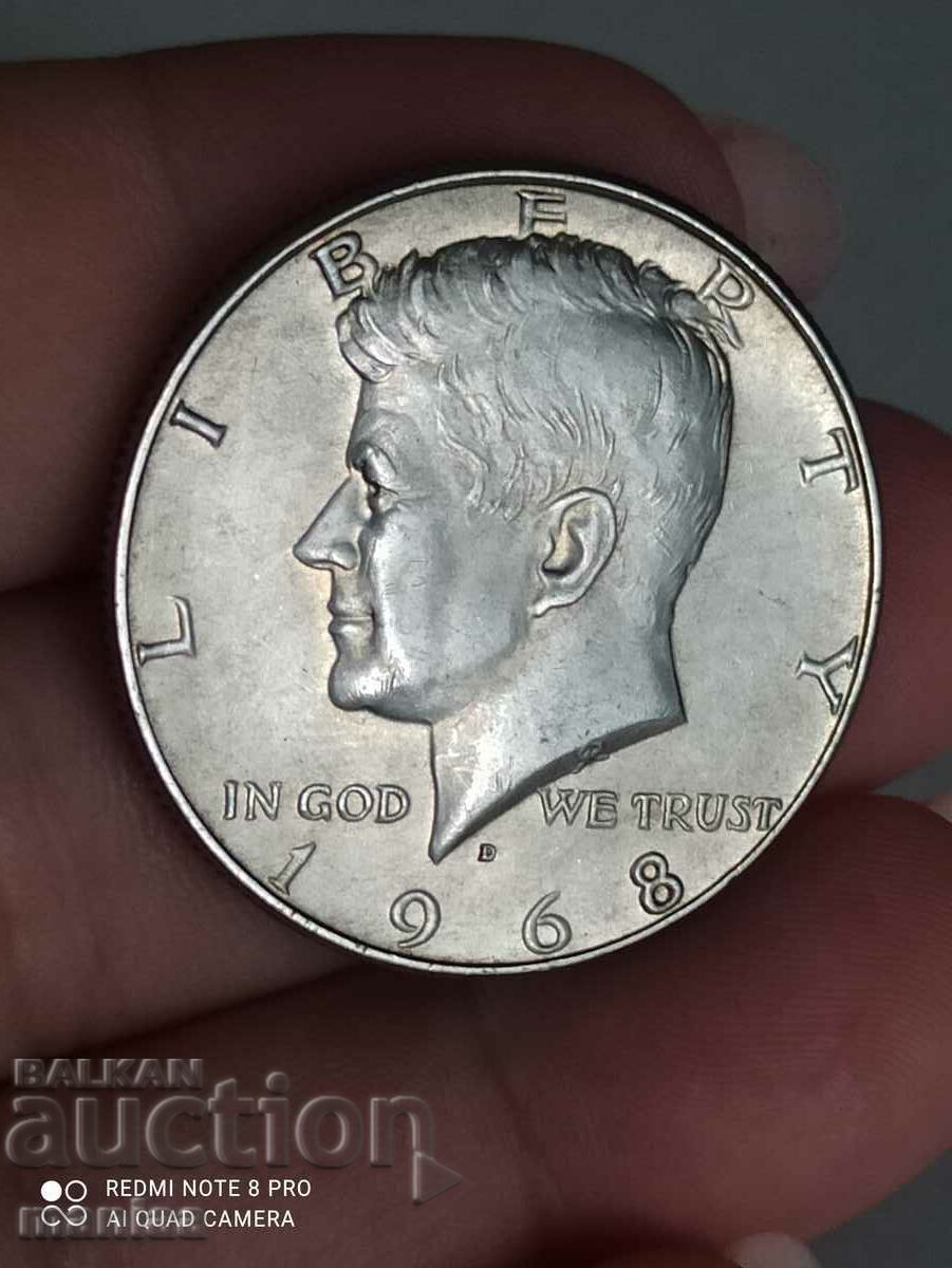 1/2 Dollar 1968 Silver Unc - 5 1/2 Dollar 1968 Silver Unc - 5