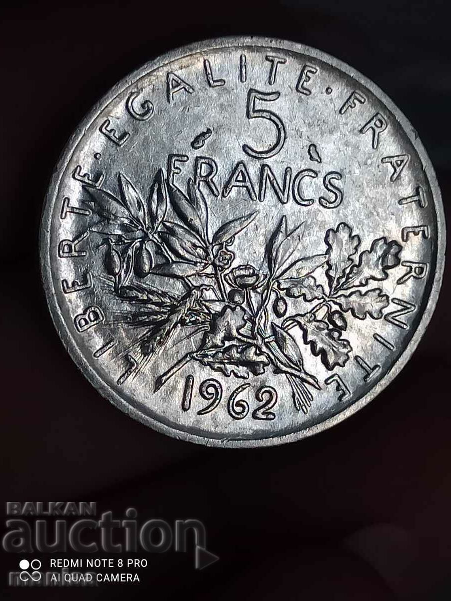 5 francs 1962 silver - 5 5 francs 1962 silver - 5