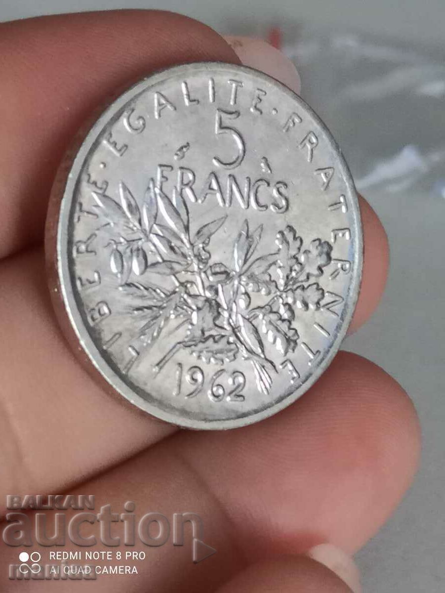 5 francs 1962 silver - 6 5 francs 1962 silver - 6
