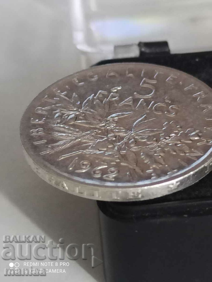 5 francs 1962 silver - 7 5 francs 1962 silver - 7