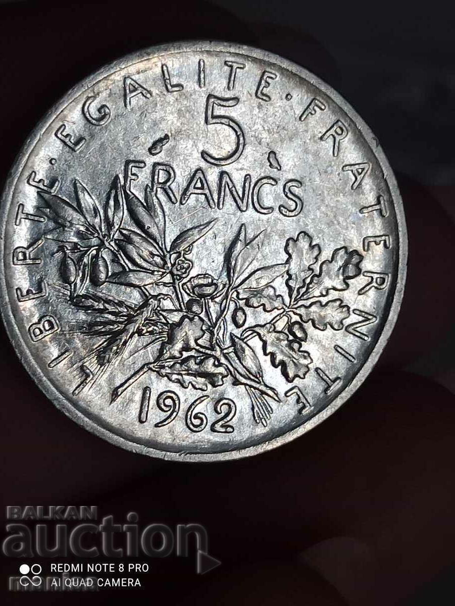 5 franci argint 1962