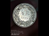 1/2 франка швейцарски унк сребро  1957 г