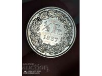 1/2 franc elvețian unc argint 1957