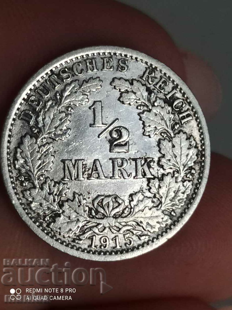 1/2 Mark 1915 Silver Germany