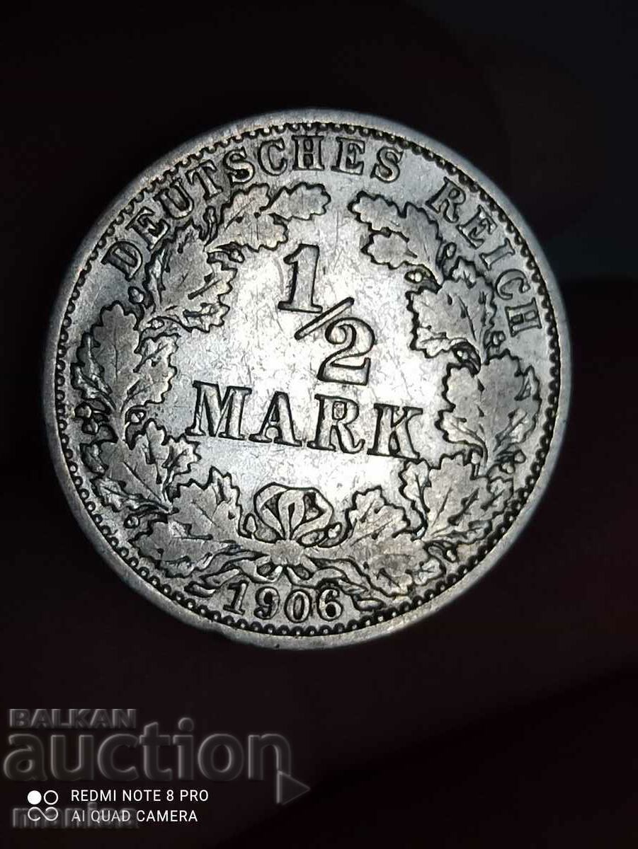 Auction 1/2 mark 1906 Silver Germany Auction 1/2 mark 1906 Silver Germany