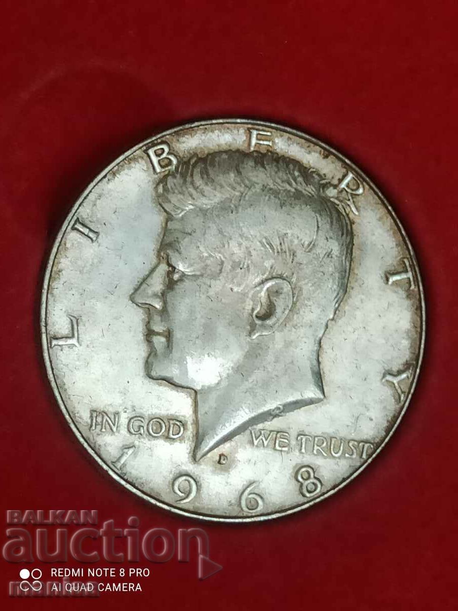 1/2 долар 1968 г сребро