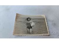 Fotografie Sozopol Fată tânără pe plajă 1958