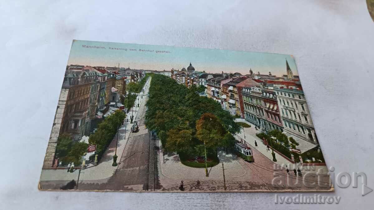 Postcard Manheim Kaiserring vom Bahnhof Gesehen