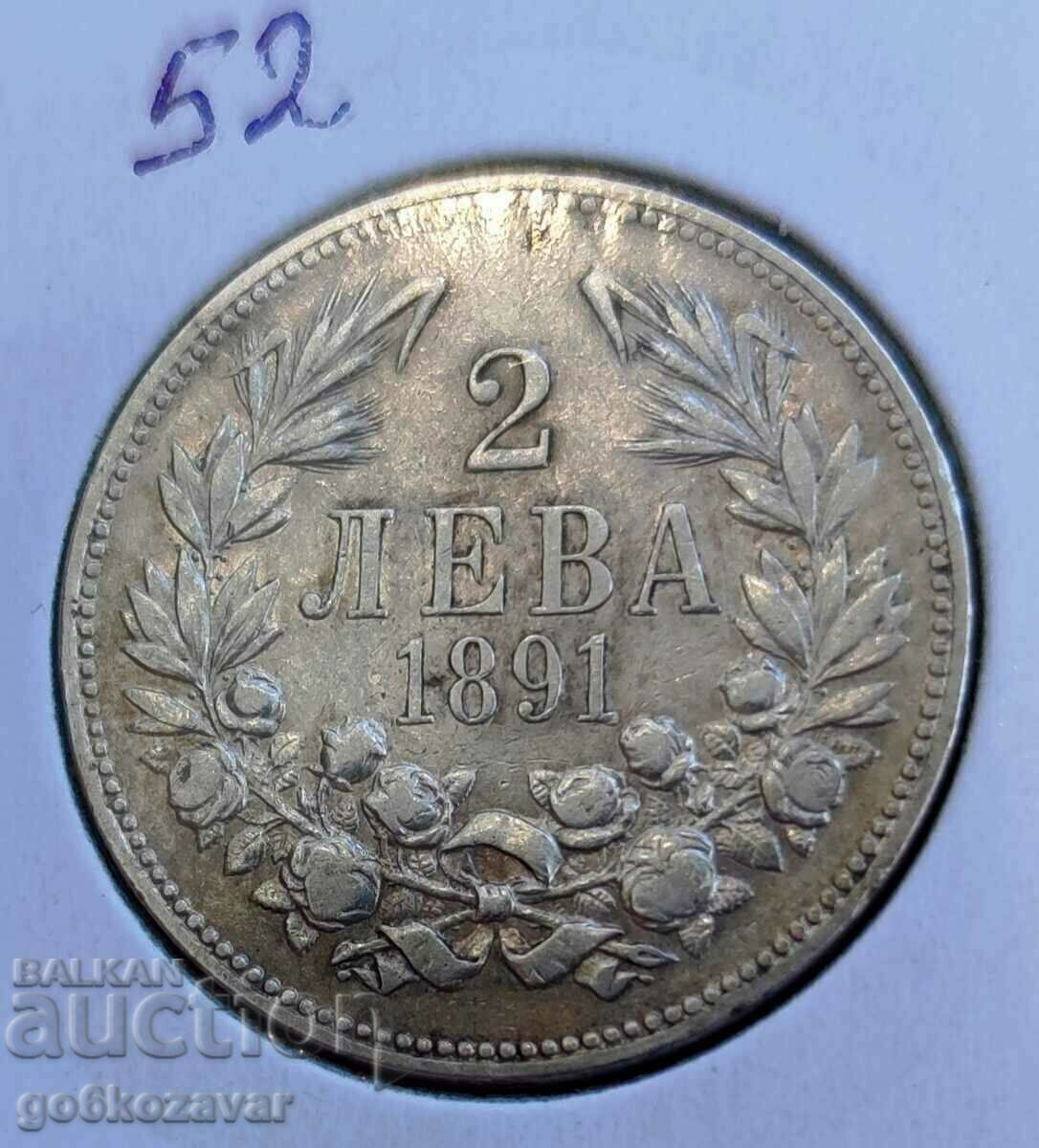 България 2 лева 1891г Сребро ! Колекция !