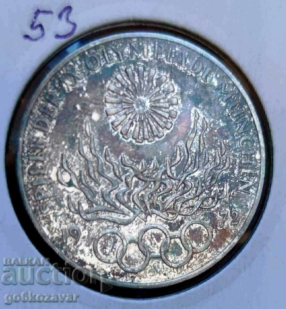 Германия 10 Марки 1972г Сребро Юбилейни UNC Патина !