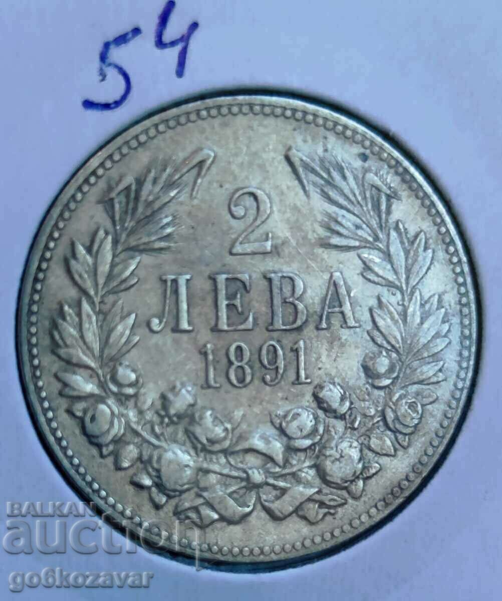 Bulgaria 2 Leva 1891 Silver for Collection!