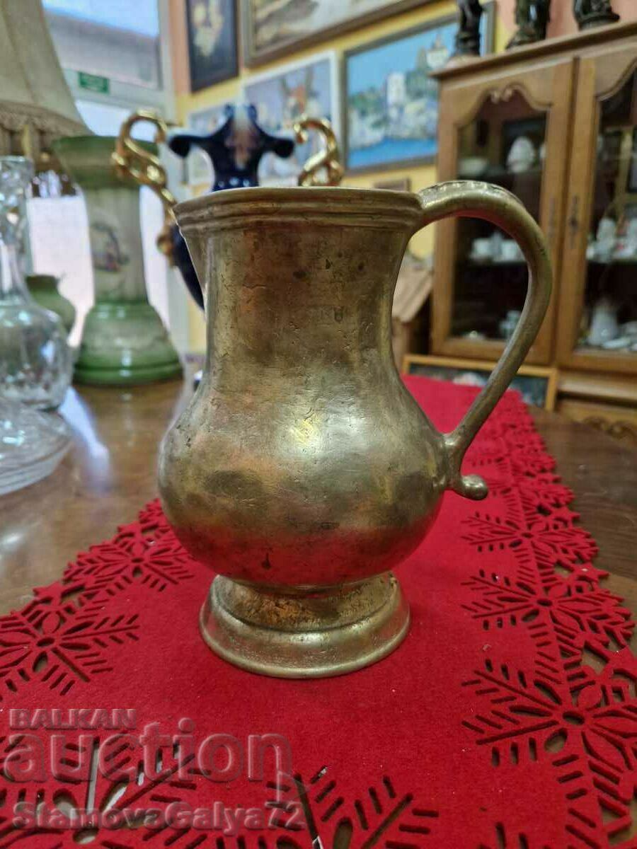 Antique Belgian jug old solid bronze