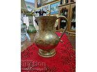 Antique Belgian jug old solid bronze