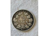 Moneda germană de argint 1/2 marcă 1905