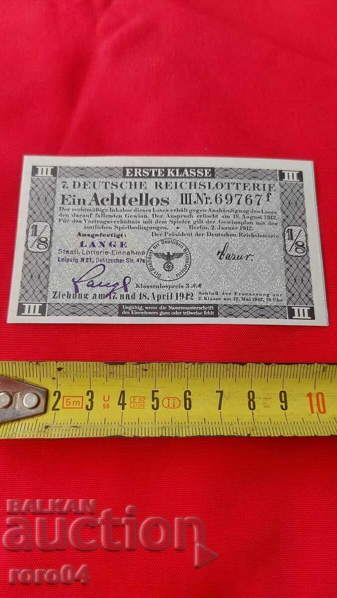BILET DE LOTERIE - GERMANIA NAZI - Nr 69767 f cu preț € 12.99 | 25.41 BGN