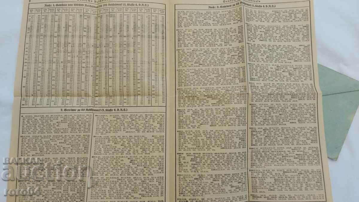 LOTTERY PROGRAM - ENVELOPE - NAZI GERMANY - 5 LOTTERY PROGRAM - ENVELOPE - NAZI GERMANY - 5