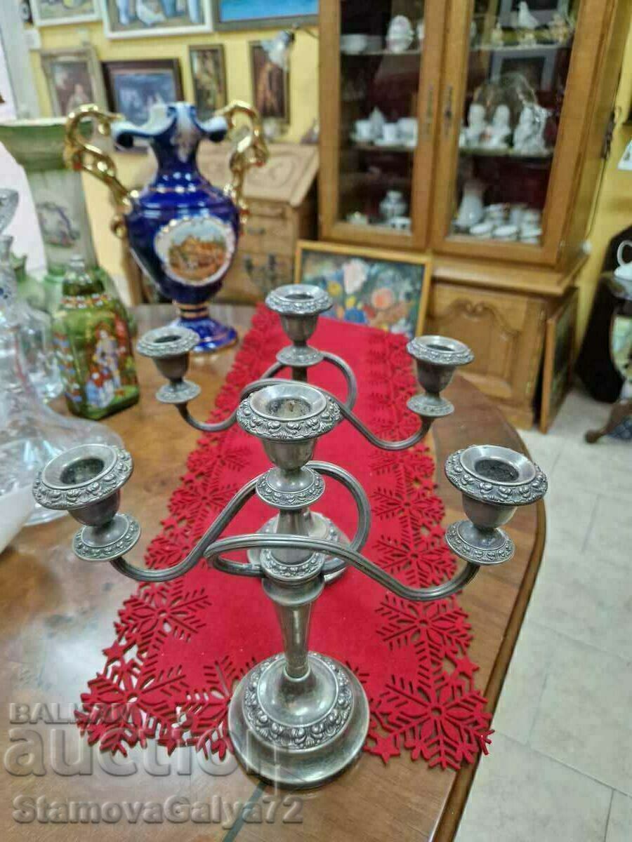 O pereche de sfeșnice străvechi placate cu argint - 5 O pereche de sfeșnice străvechi placate cu argint - 5
