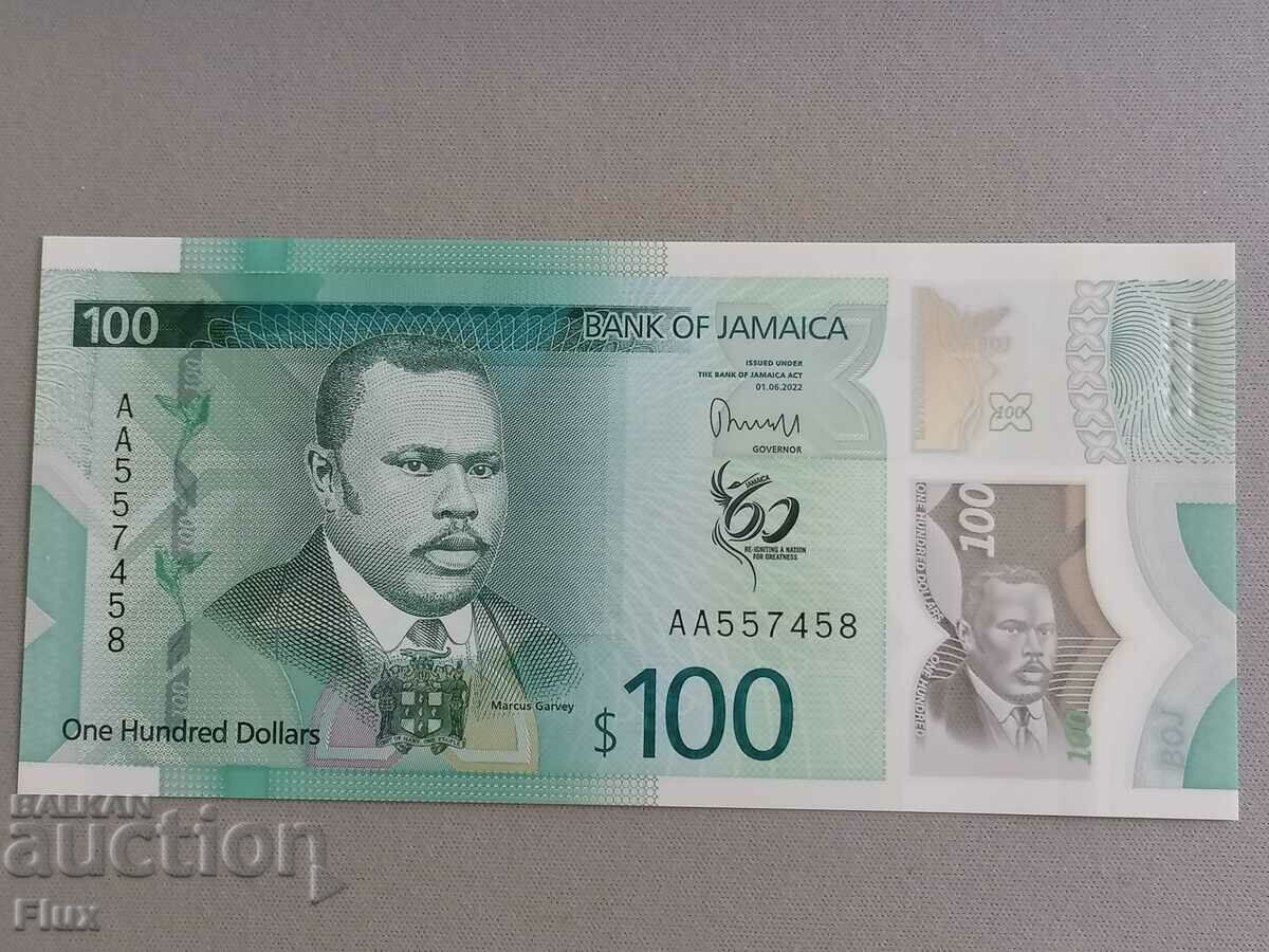 Банкнотa - Ямайка - 100 долара UNC (юбилейна) | 2022г.