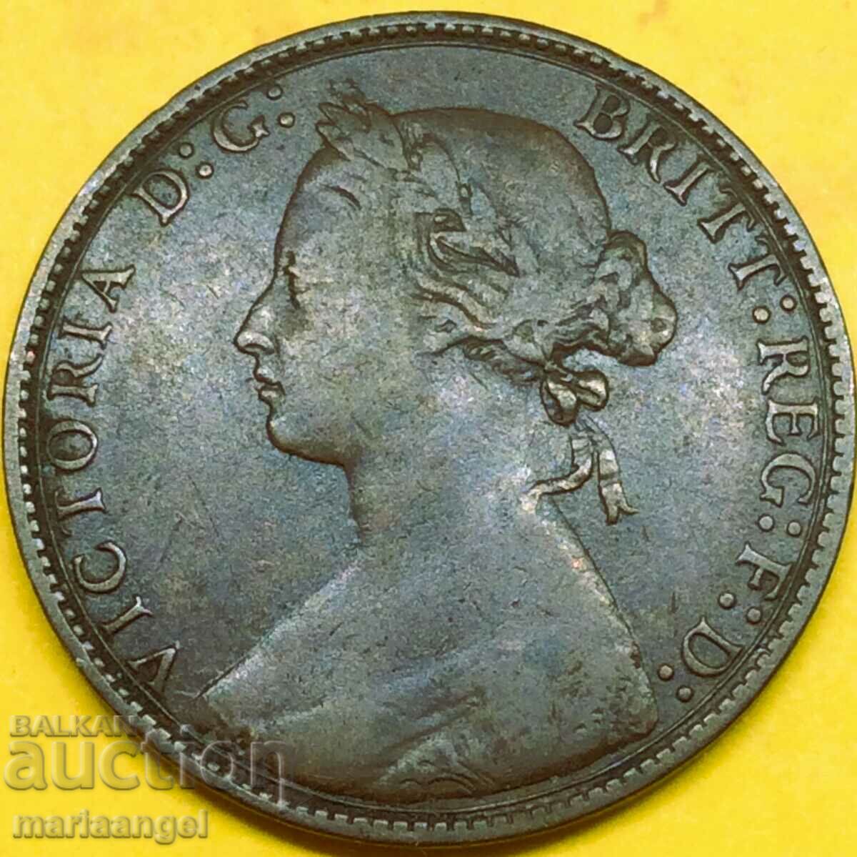 Marea Britanie 1/2 penny 1874 H -Heaton - destul de rar