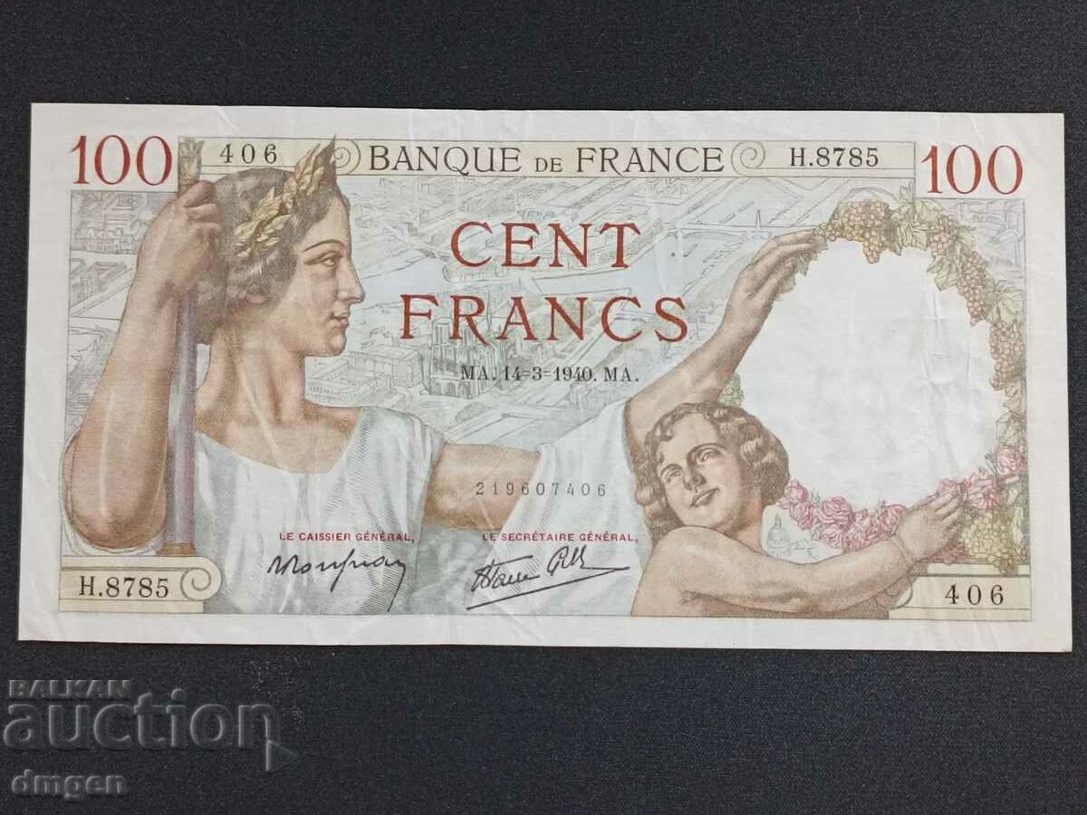 100 de franci Franța 1940
