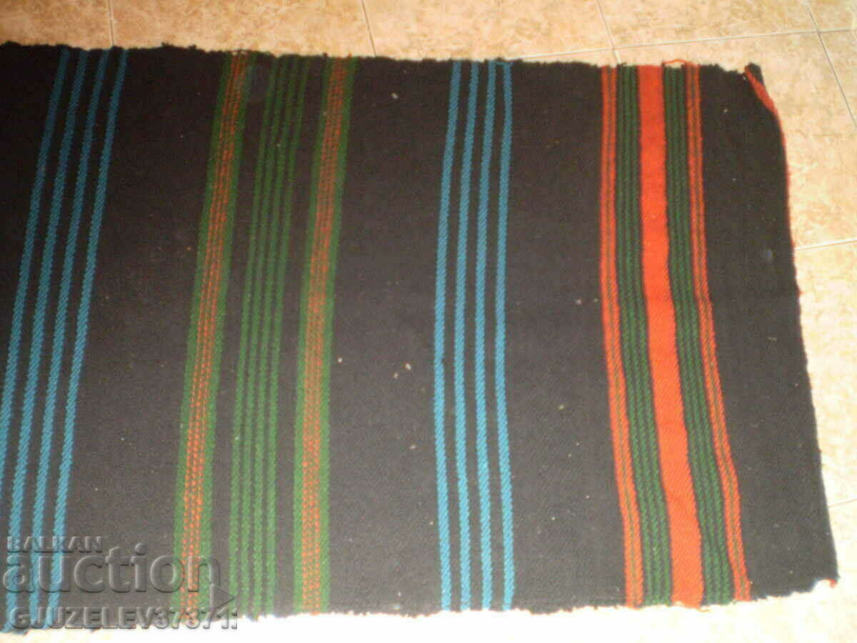 Old handwoven wool rug red, green stripes - 6 Old handwoven wool rug red, green stripes - 6