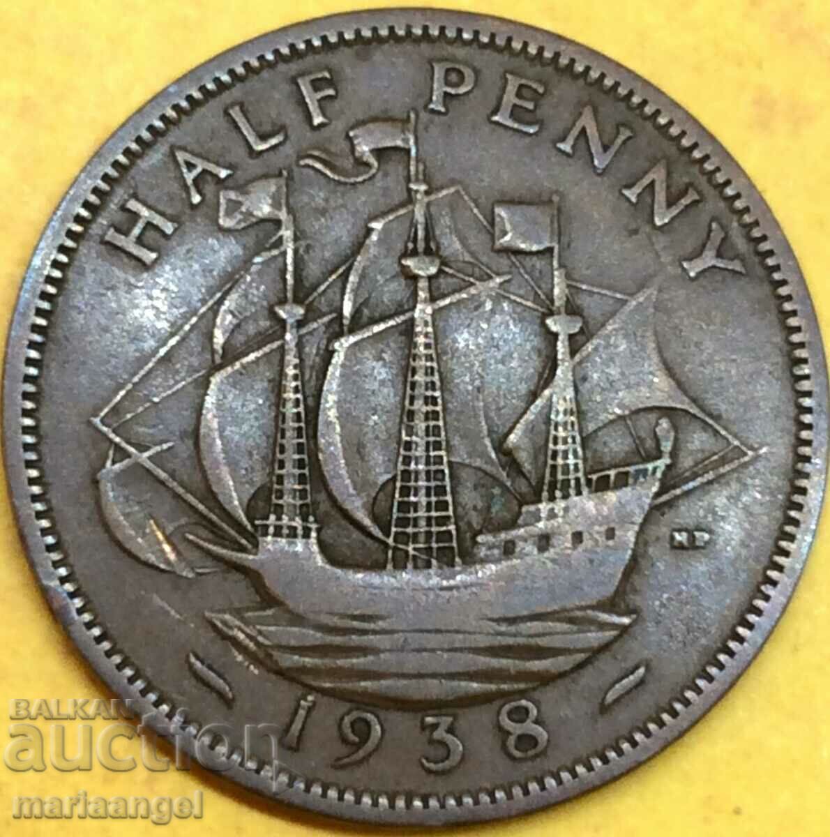 Great Britain 1/2 Penny 1938 George II Bronze