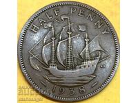Great Britain 1/2 Penny 1938 George II Bronze