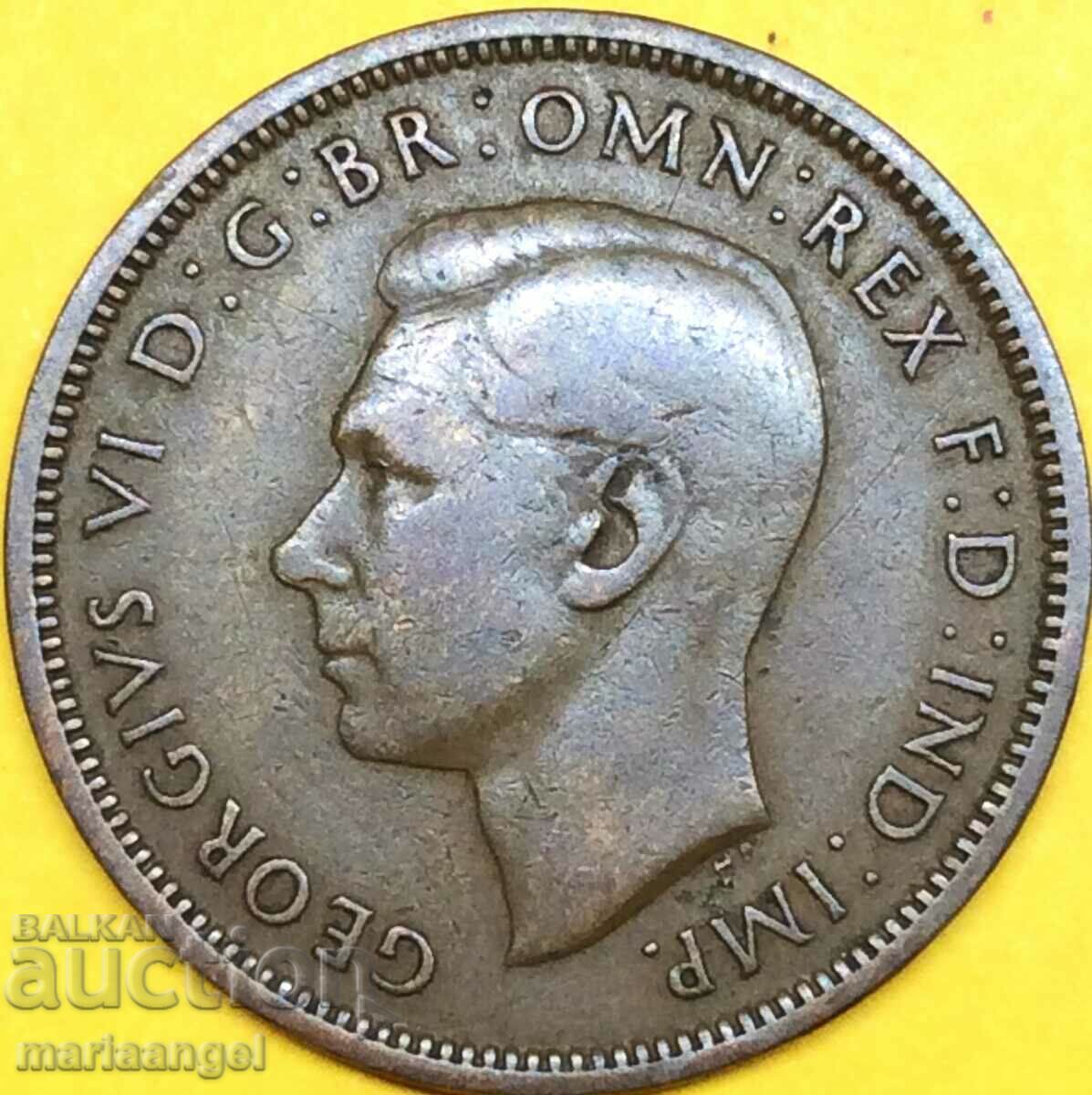 Marea Britanie 1/2 Penny 1939 George VI 30mm Bronz 2