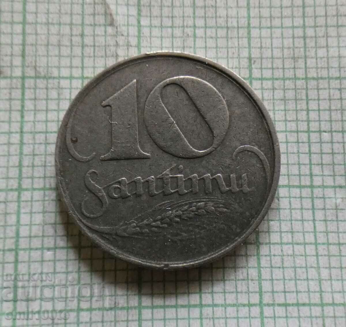 10 centimes 1922. Letonia