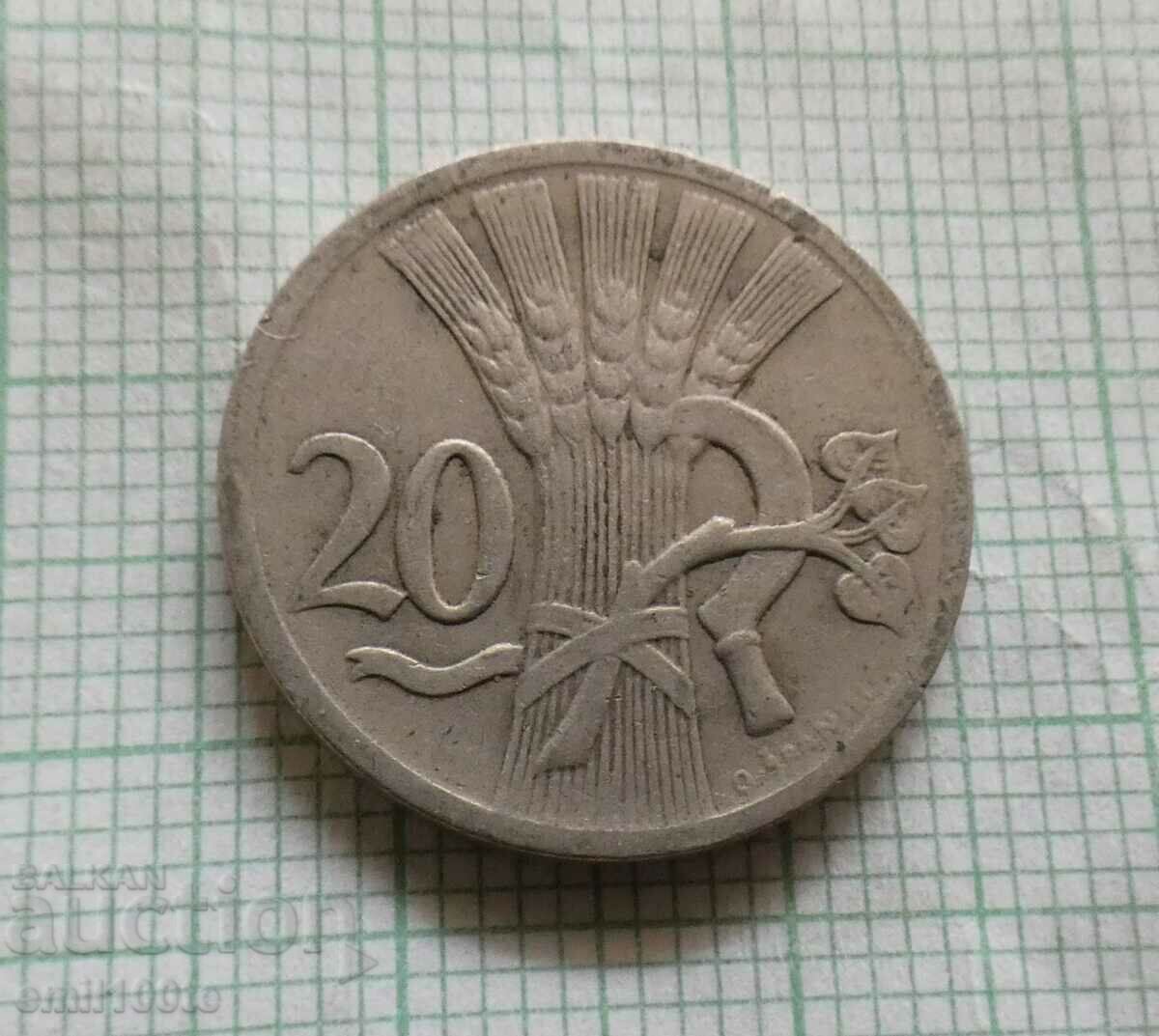 20 Halers 1937 Czechoslovakia