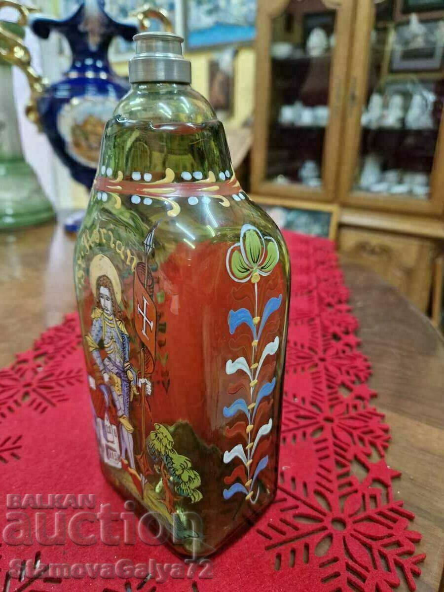 Unique antique German hand painted bottle - 5 Unique antique German hand painted bottle - 5