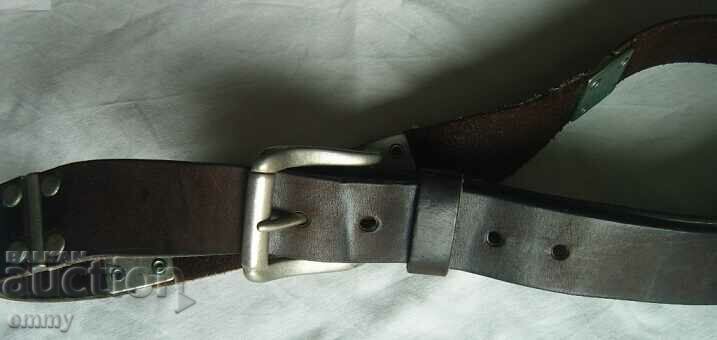 Genuine leather belt with metal plates with price 32.00 BGN | € 16.36 Genuine leather belt with metal plates with price 32.00 BGN | € 16.36