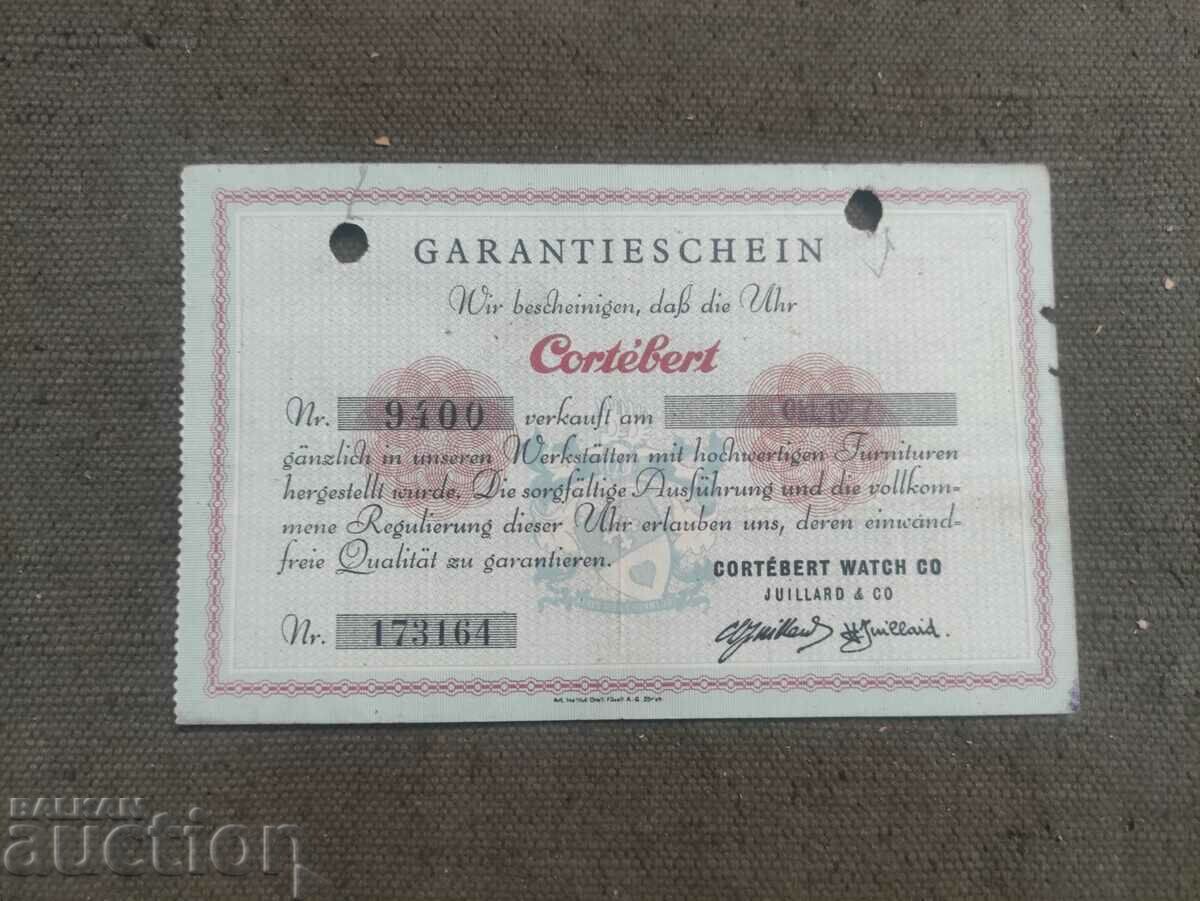 Cortebert guarantee chein 1957