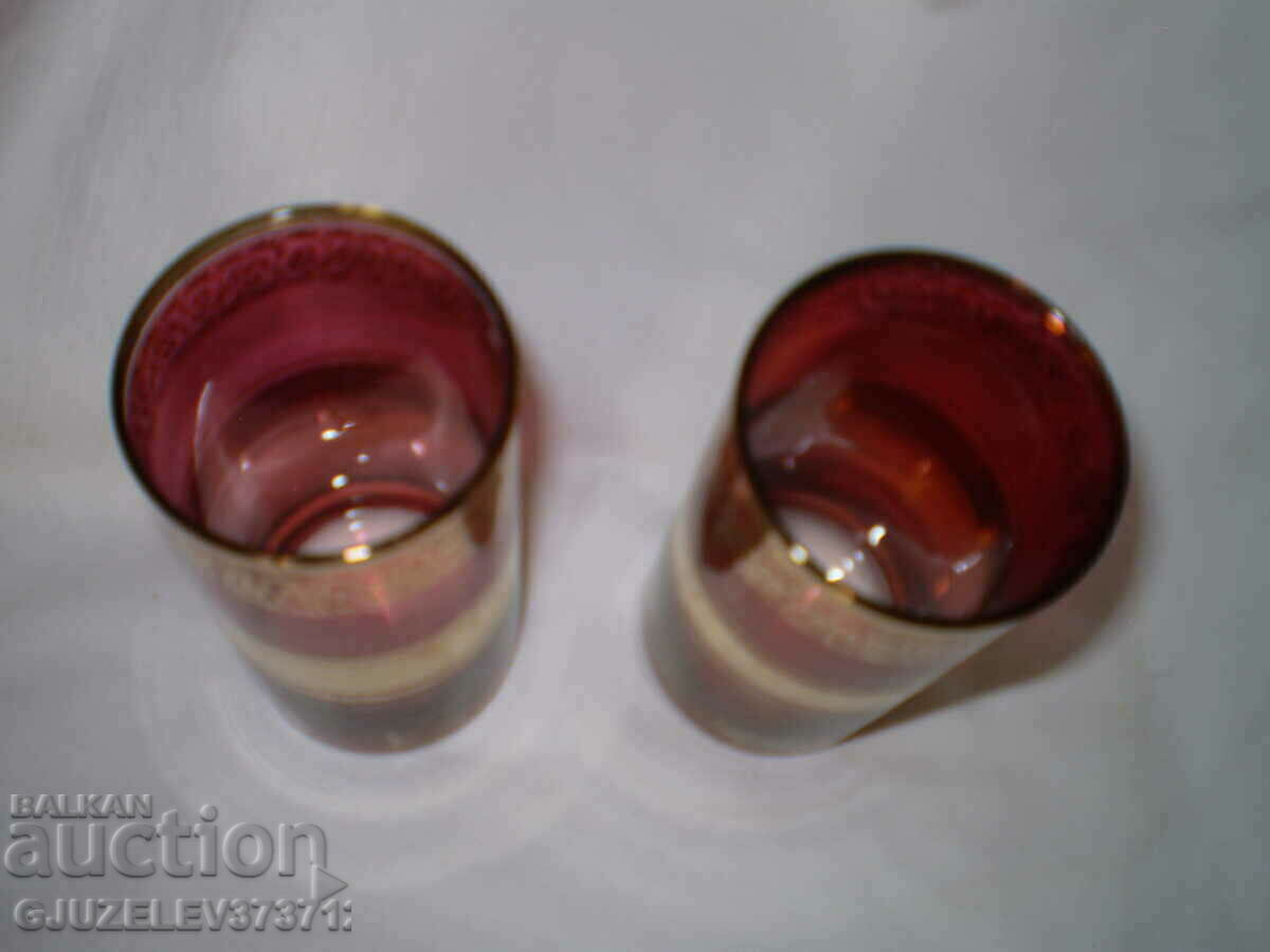 Auction Retro Two glass cups gold decoration Auction Retro Two glass cups gold decoration
