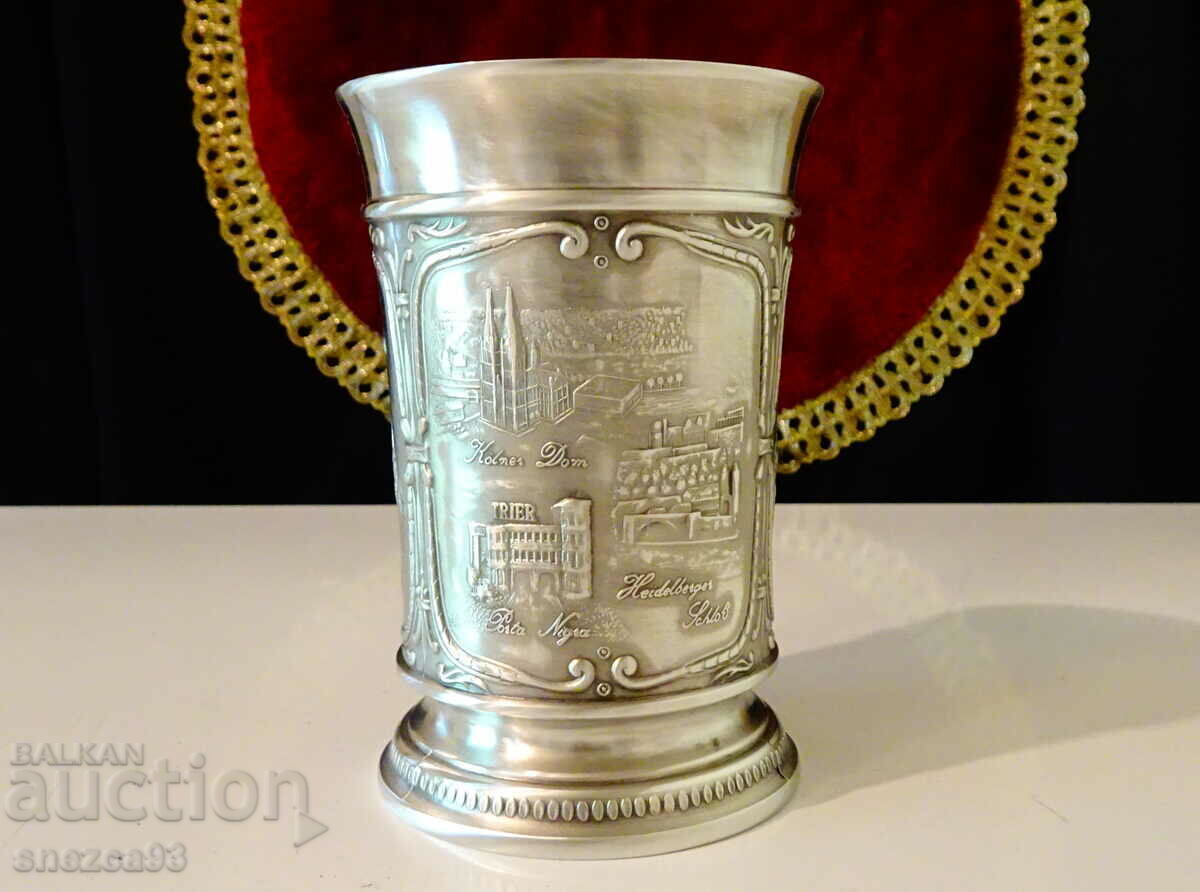 Аукцион Чаша,халба от калай,архитектура,220 мл.. Аукцион Чаша,халба от калай,архитектура,220 мл..