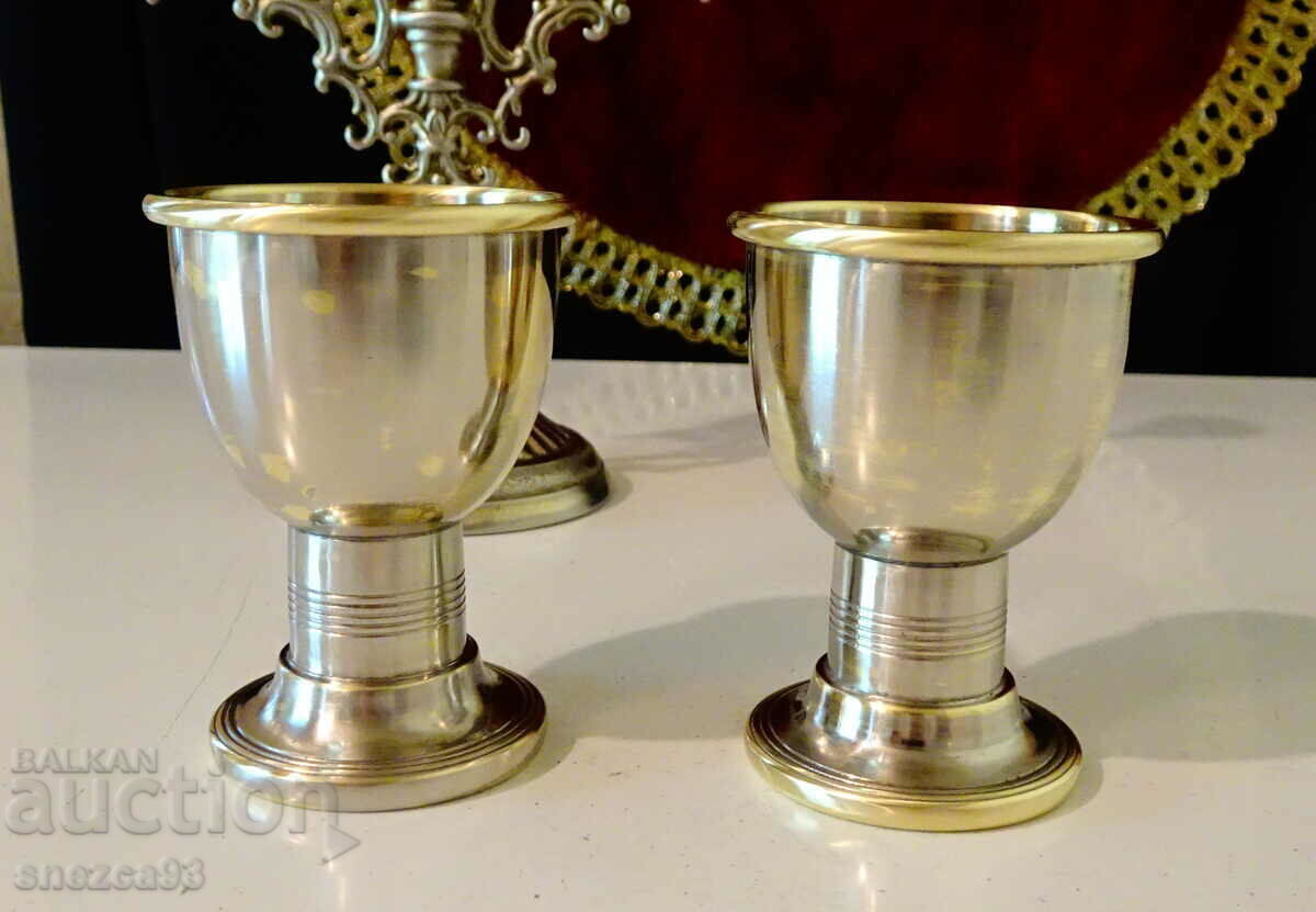Silver Plated Cups, WMF Running Ostrich 1850 - 6 Silver Plated Cups, WMF Running Ostrich 1850 - 6