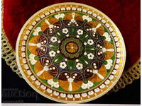 Bronze plate, cloisonne panel 480 g.