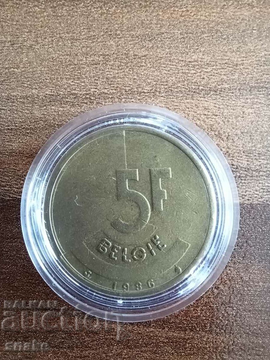Белгия 5 франка 1986г.