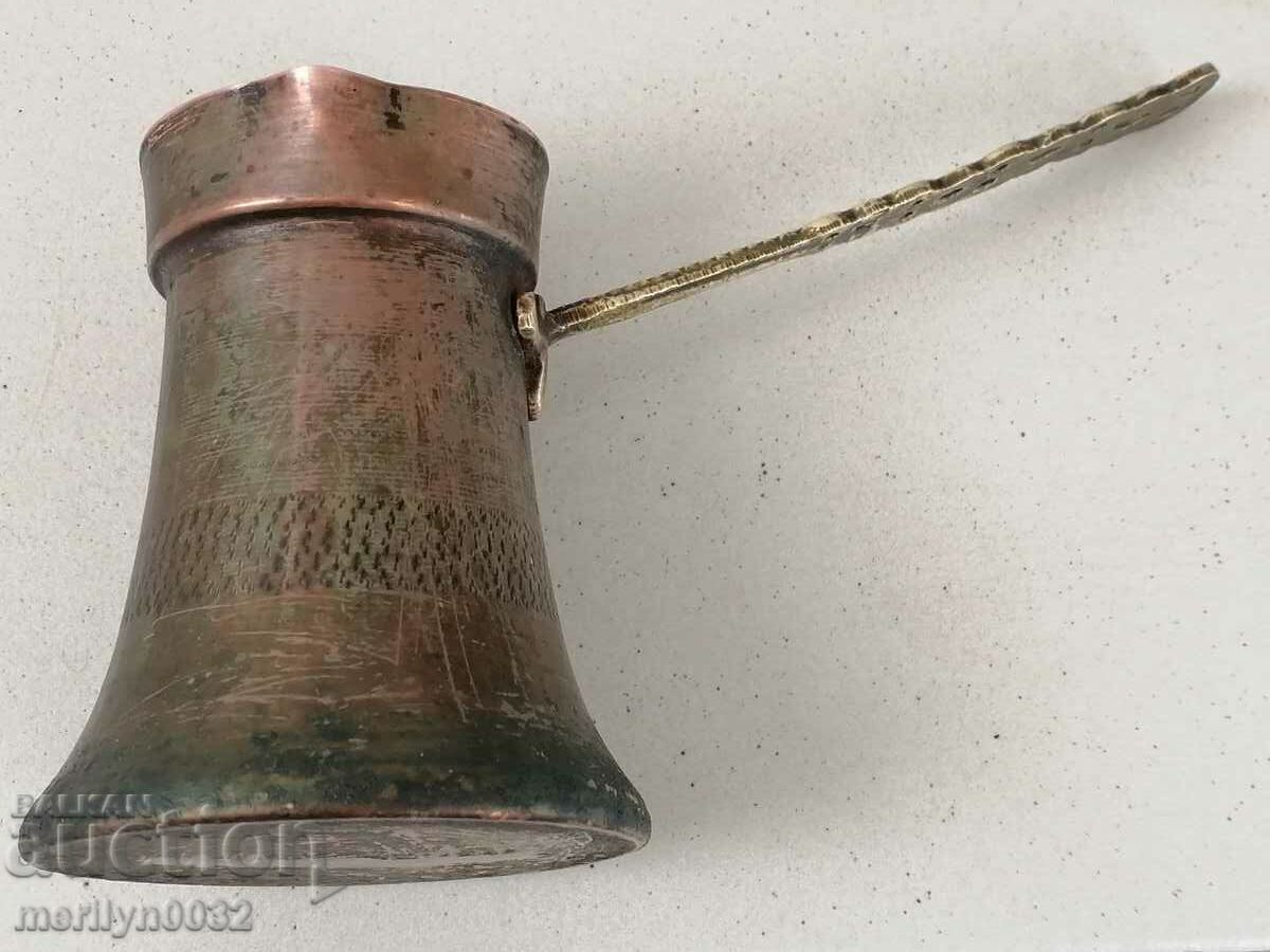 Старо медно калайдисано джезве, кафеник, бакър, меден съд - 6 Старо медно калайдисано джезве, кафеник, бакър, меден съд - 6