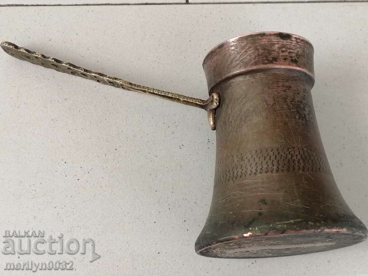 Старо медно калайдисано джезве, кафеник, бакър, меден съд - 7 Старо медно калайдисано джезве, кафеник, бакър, меден съд - 7