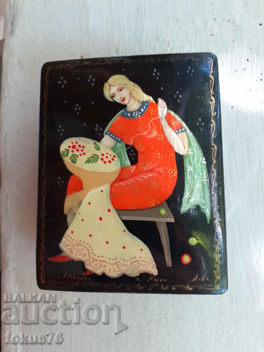 Old Russian lacquer box hand painted