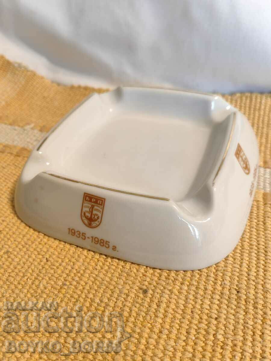 Original Bulgarian Social Jubilee Porcelain Ashtray 50 years BRP with price 69.00 BGN | € 35.28 Original Bulgarian Social Jubilee Porcelain Ashtray 50 years BRP with price 69.00 BGN | € 35.28