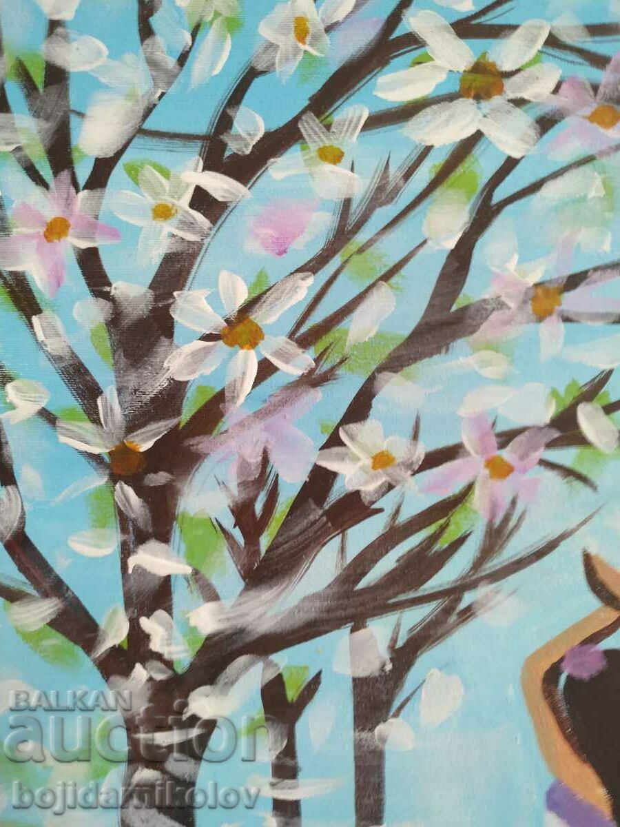 Delivery of In the garden, painted picture 30/40 on canvas, signed Delivery of In the garden, painted picture 30/40 on canvas, signed