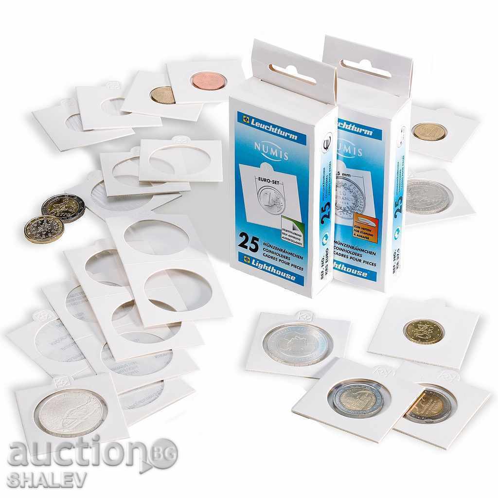 Самозалепващи се картончета за монети "Leuchtturm" - 25 броя