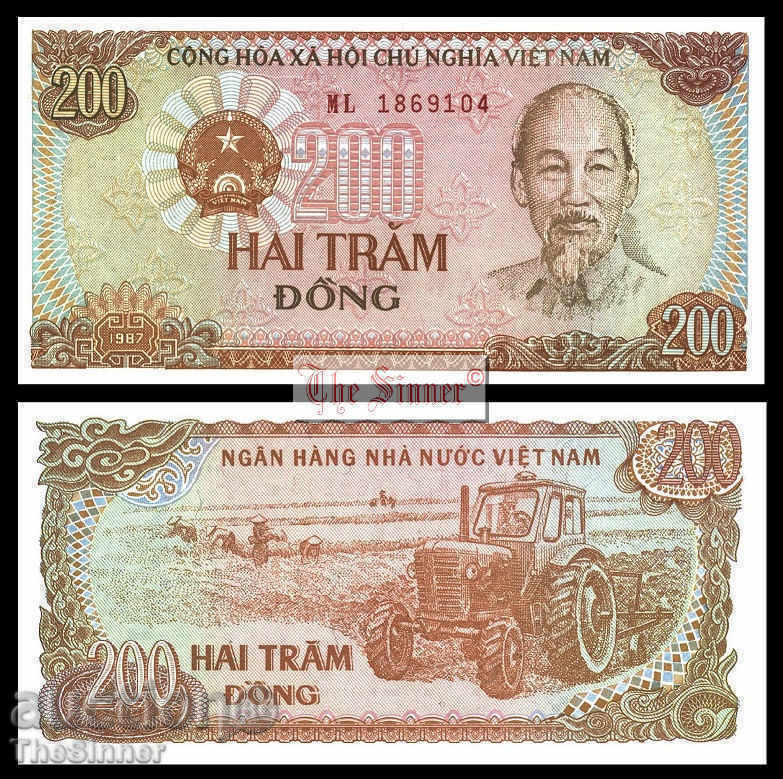 ВИЕТНАМ 200 Донги VIETNAM 200 Dong, P100, 1987 UNC