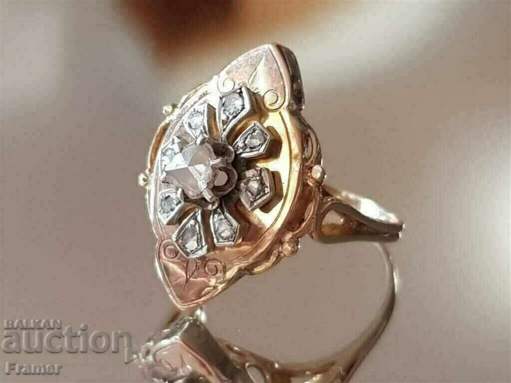 Inel elegant AUR DE 18K cu DIAMANTE OLD SPAIN